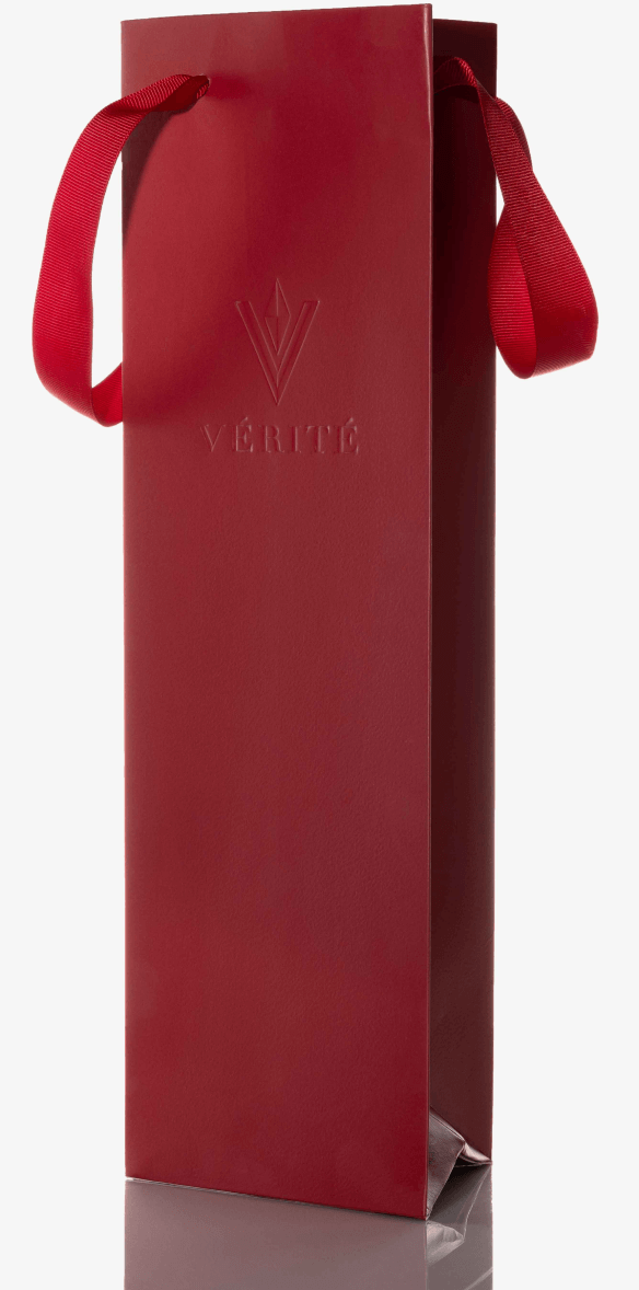A packaging bag with a red ribbon.