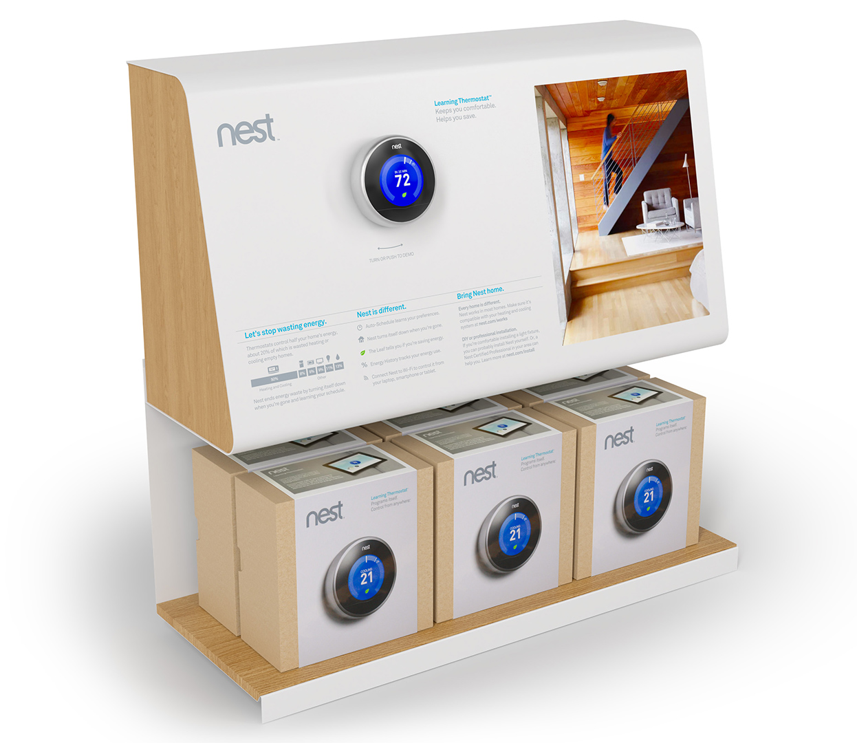 Nest smart thermostat display.